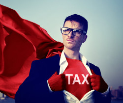 Strong Superhero Businessman TAX Concepts